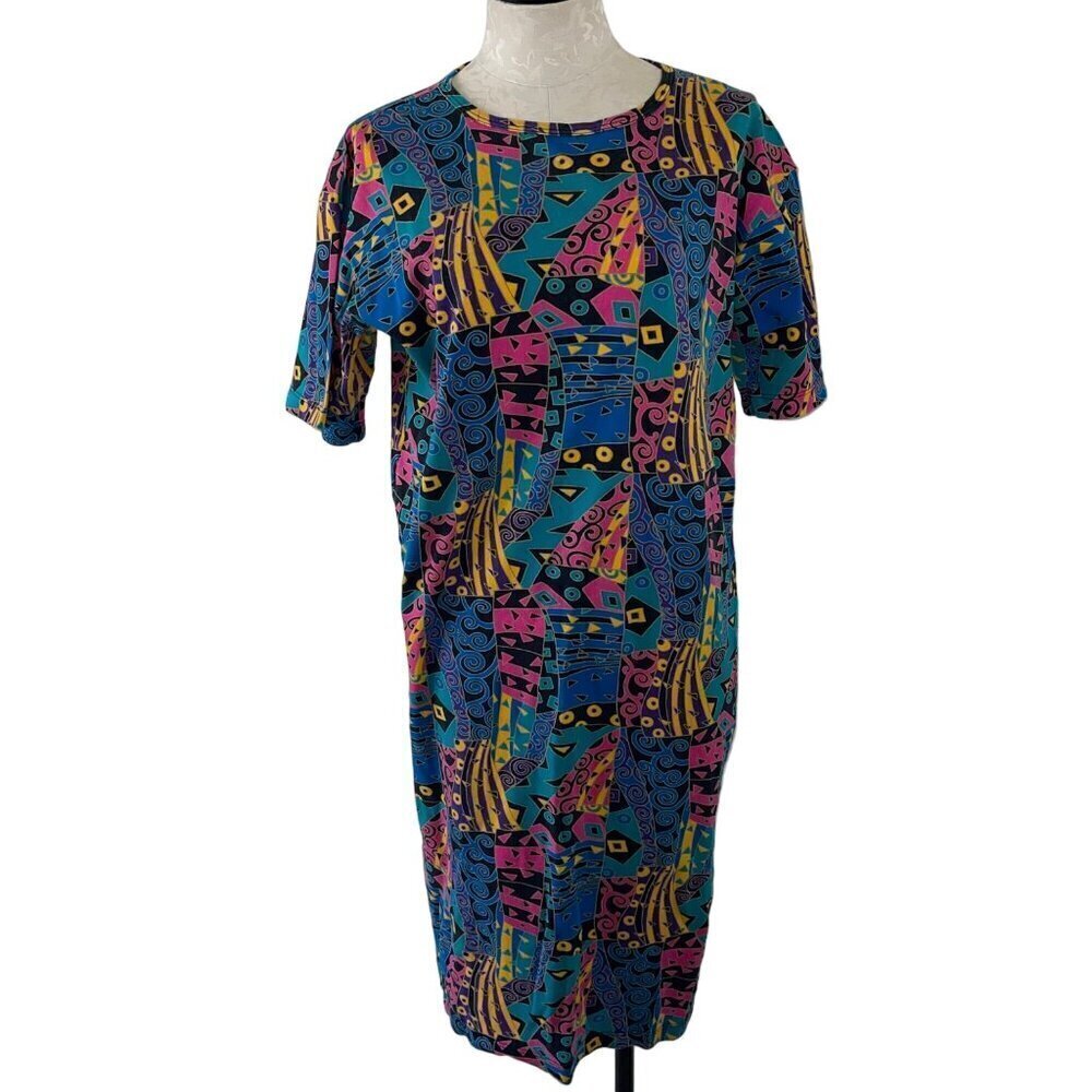 Mary McFadden Vintage Womens Tee Shirt Dress Size Small Multicolor Collection 1